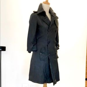 Used Women Grey 100% Lambskin Leather Trench Coat
